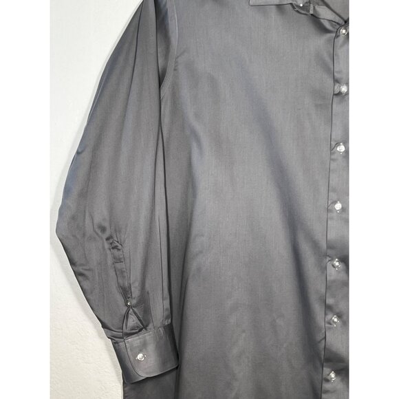 Van Heusen Men's 20 (35-36) Tall Fit Stretch Gray Dress Shirt Oeko-Tex LS Collar - Picture 5 of 16
